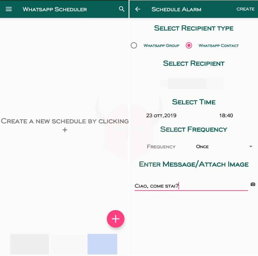 come programmare invio messaggi WhatsApp app WhatsApp Scheduler