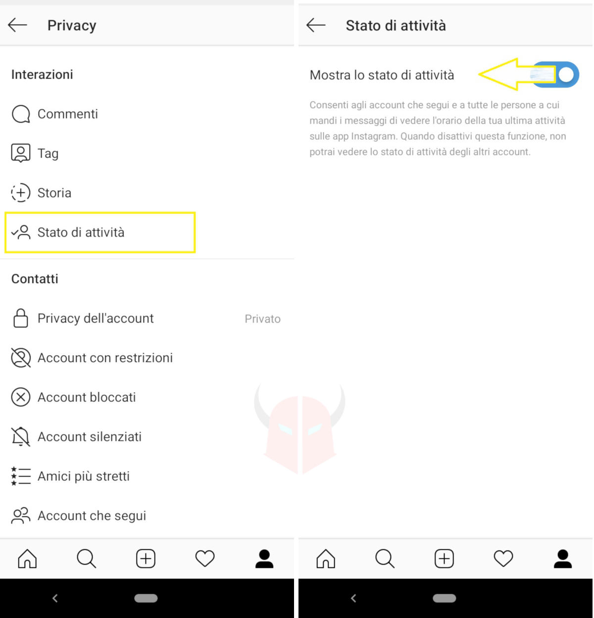 come risultare invisibili su Instagram disattivazione stato attività