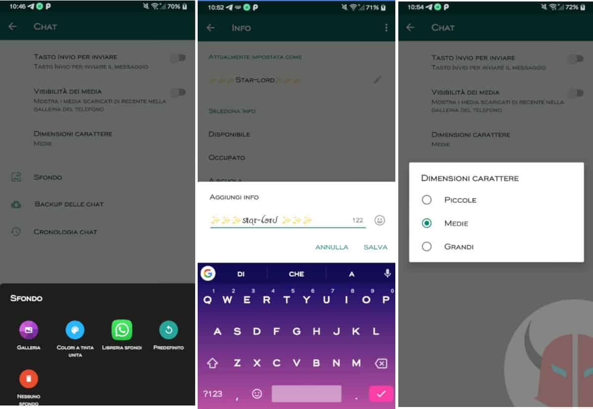 come cambiare colore su WhatsApp opzioni app Android