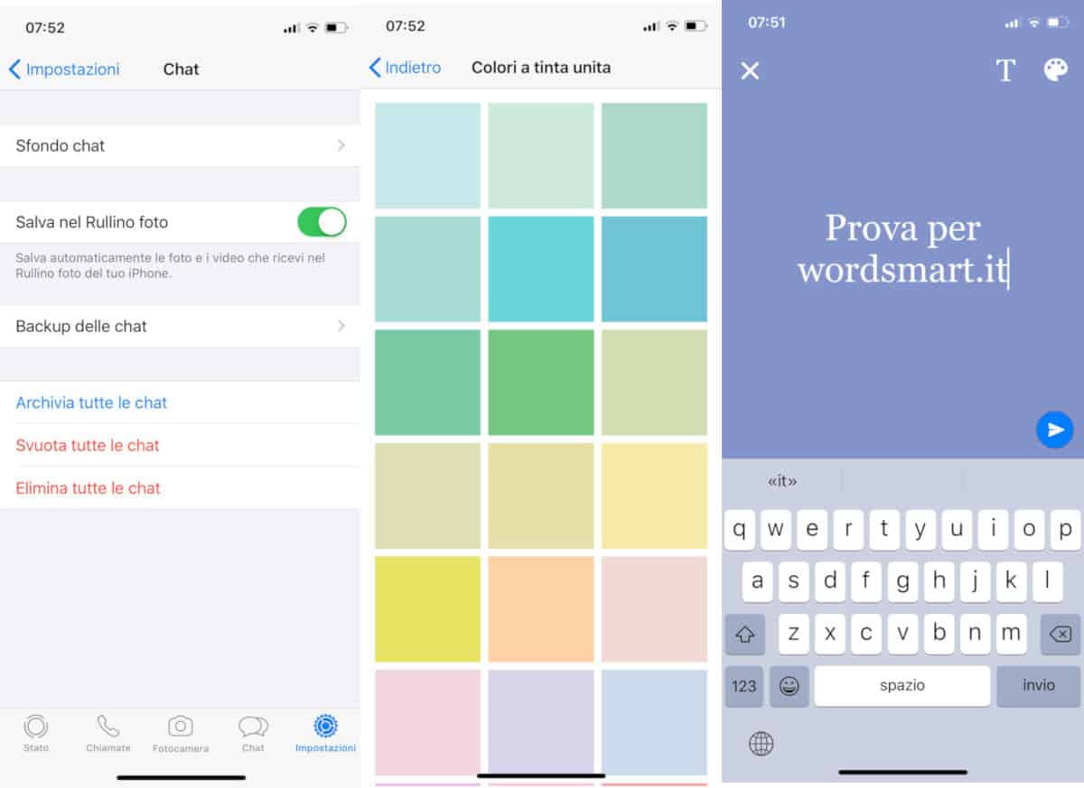 come cambiare colore su WhatsApp opzioni iPhone