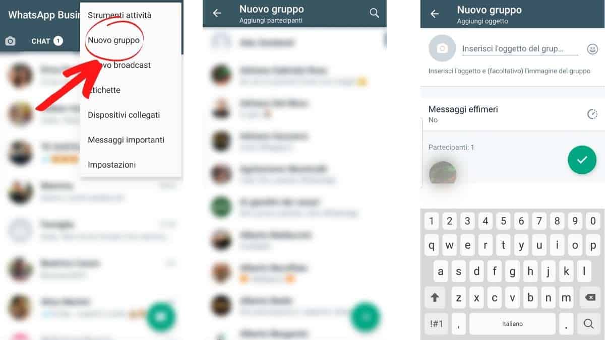 come creare un gruppo WhatsApp con Android