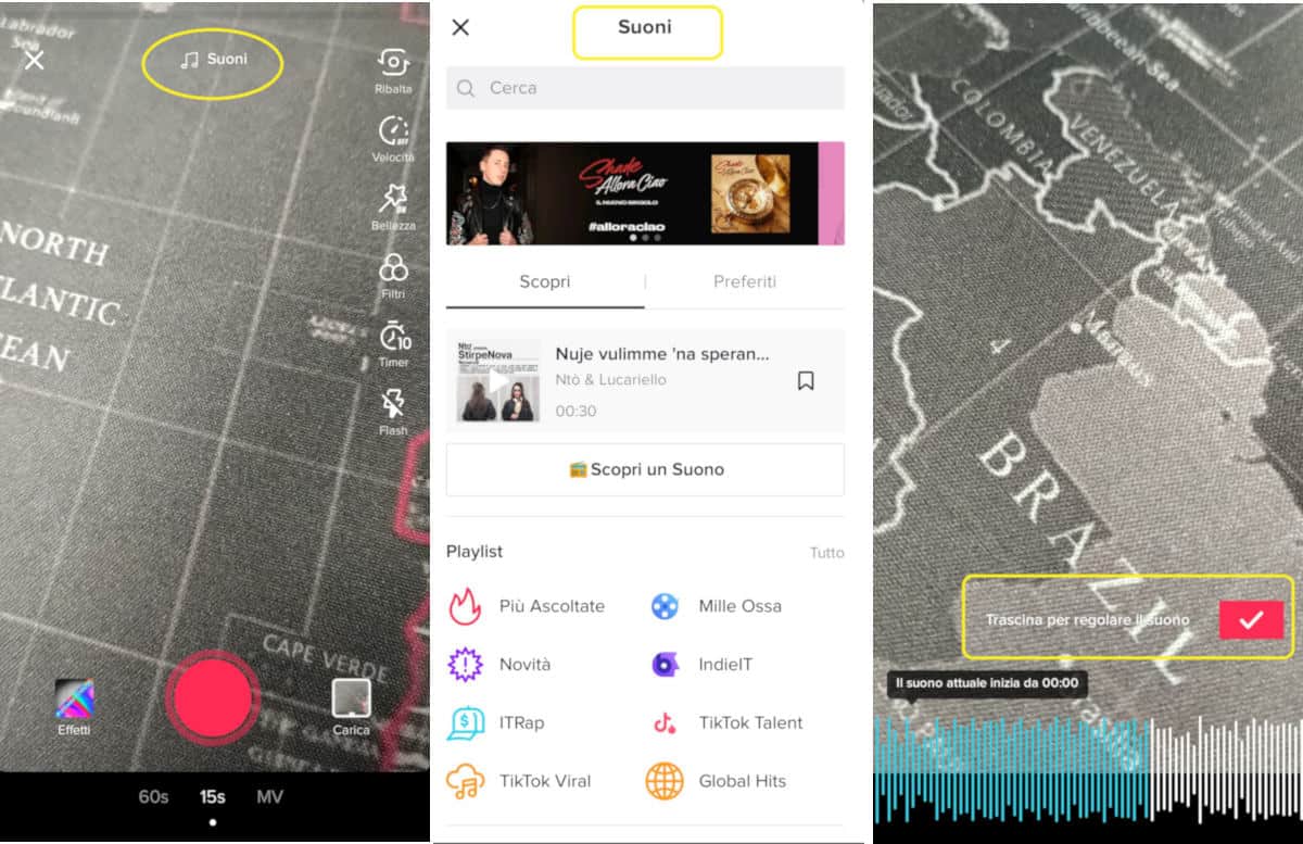 come fare i video di TikTok scelta brano