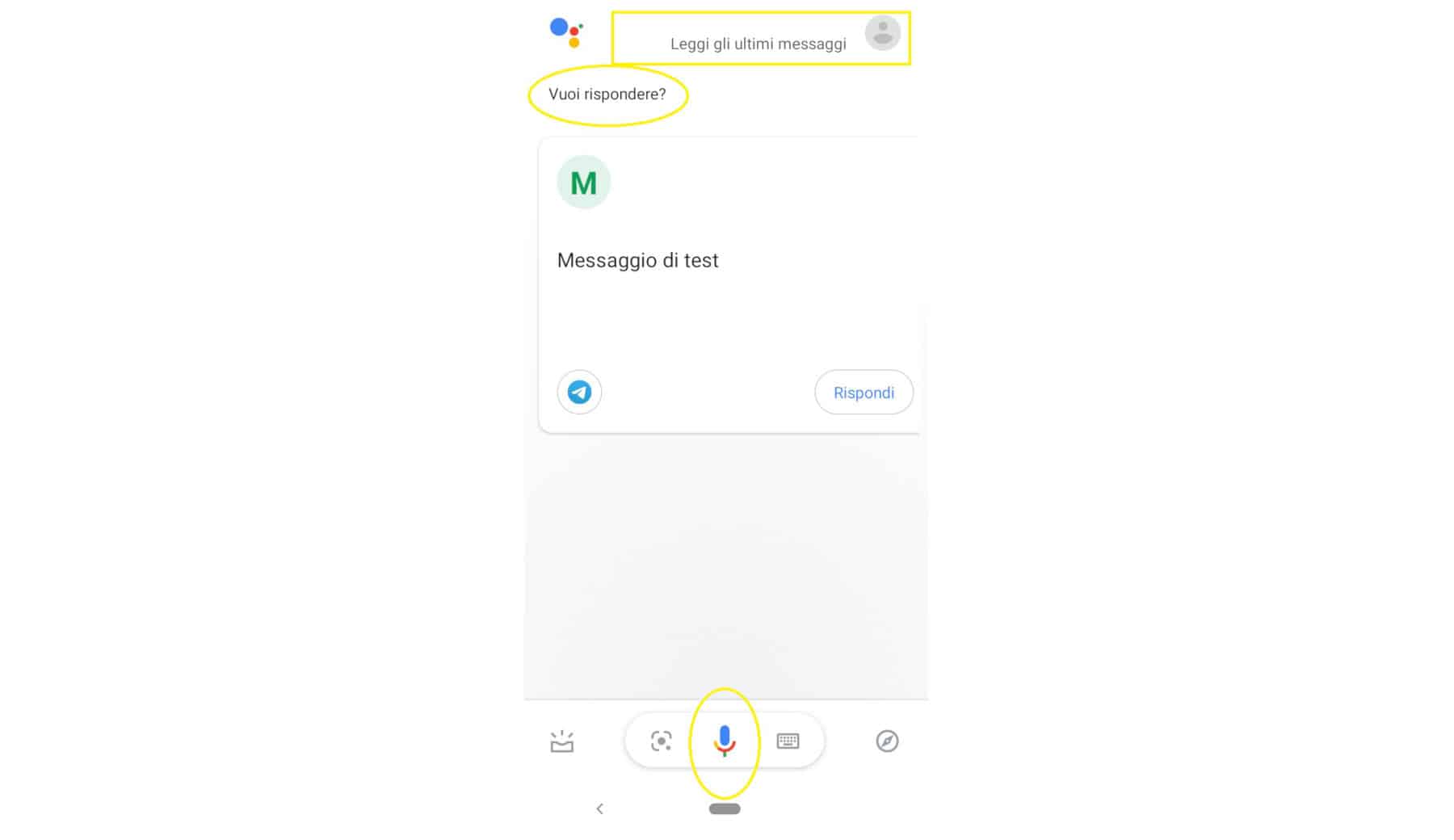 come leggere messaggi Telegram senza visualizzare assistente personale Ok Google