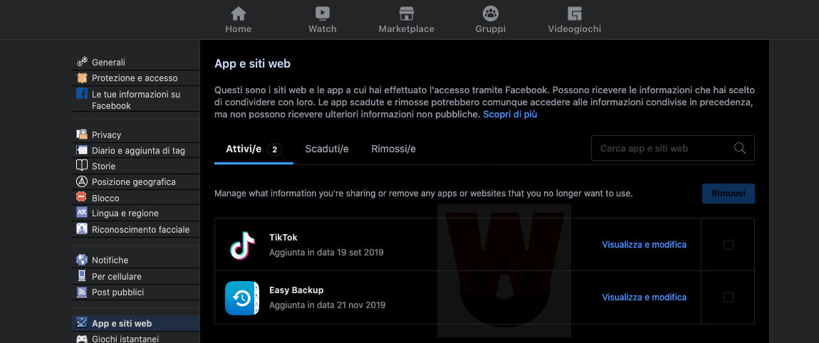 come recuperare account TikTok app collegate a Facebook