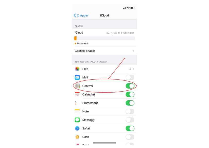 come salvare la rubrica di iPhone iCloud