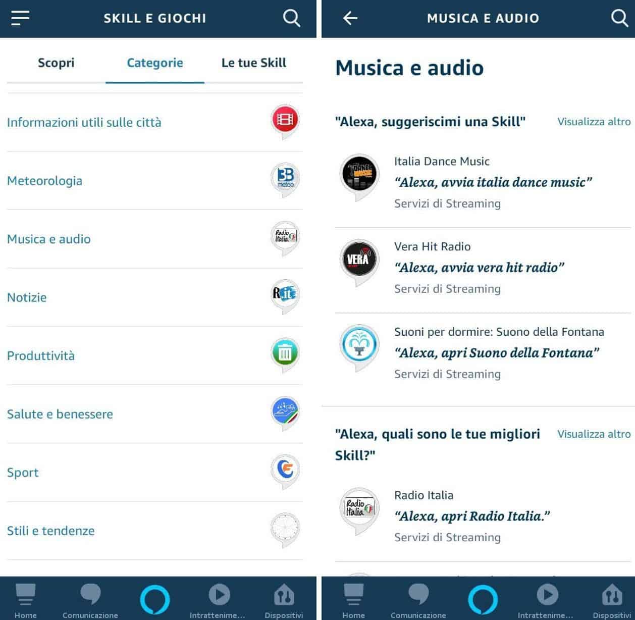 come ascoltare musica con Alexa skill