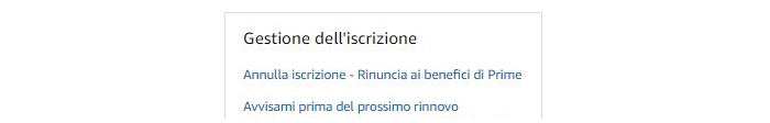 come disattivare Amazon Prime promemoria