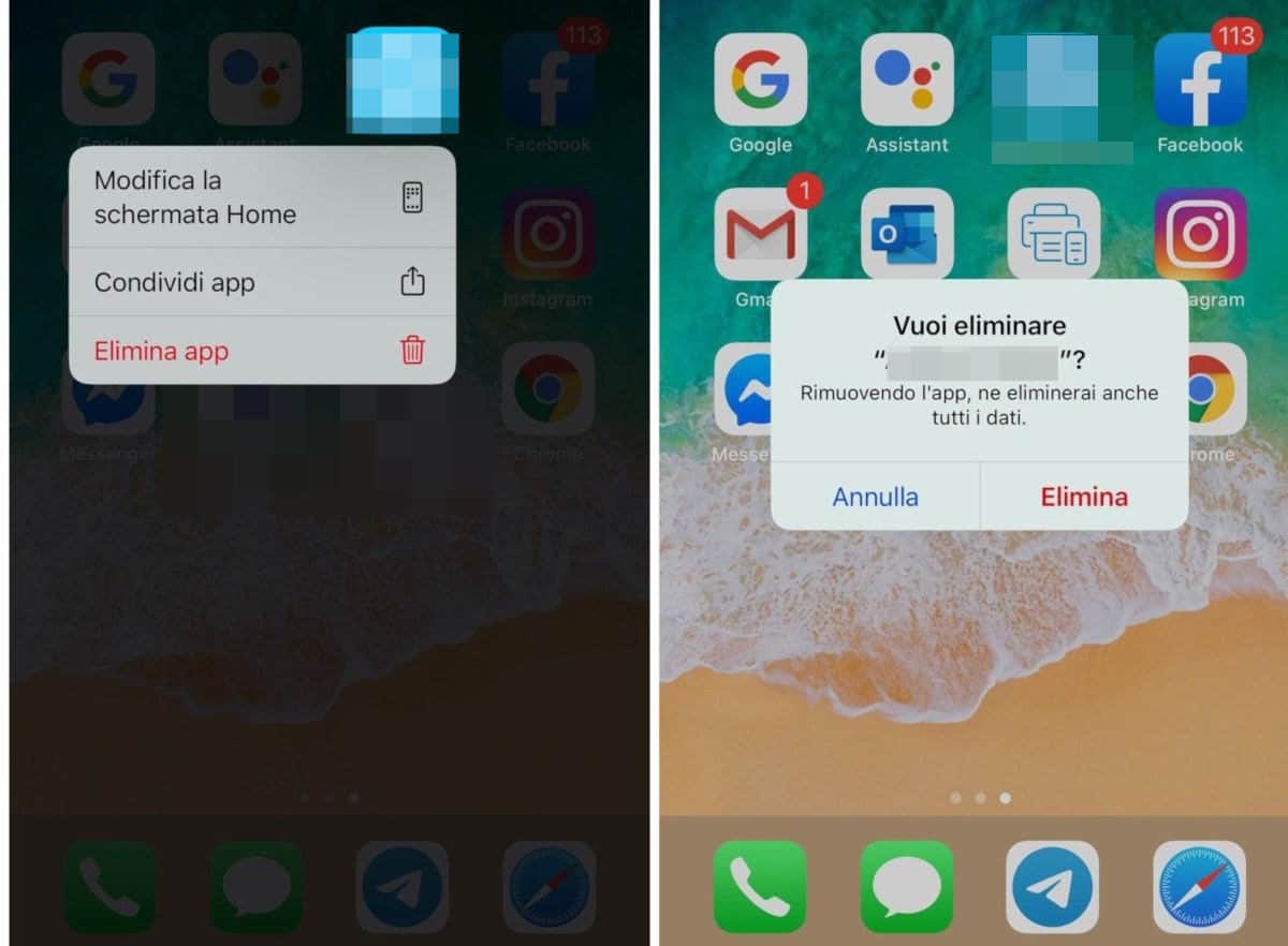 come eliminare Congratulazioni hai vinto eliminazione app iOS