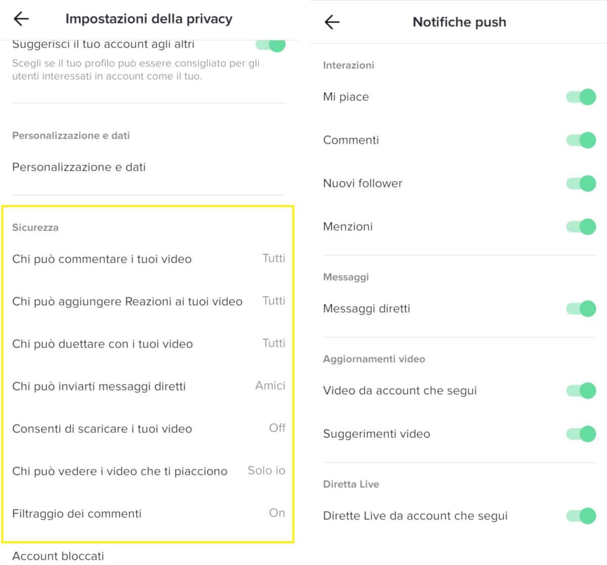 come usare TikTok opzioni di privacy