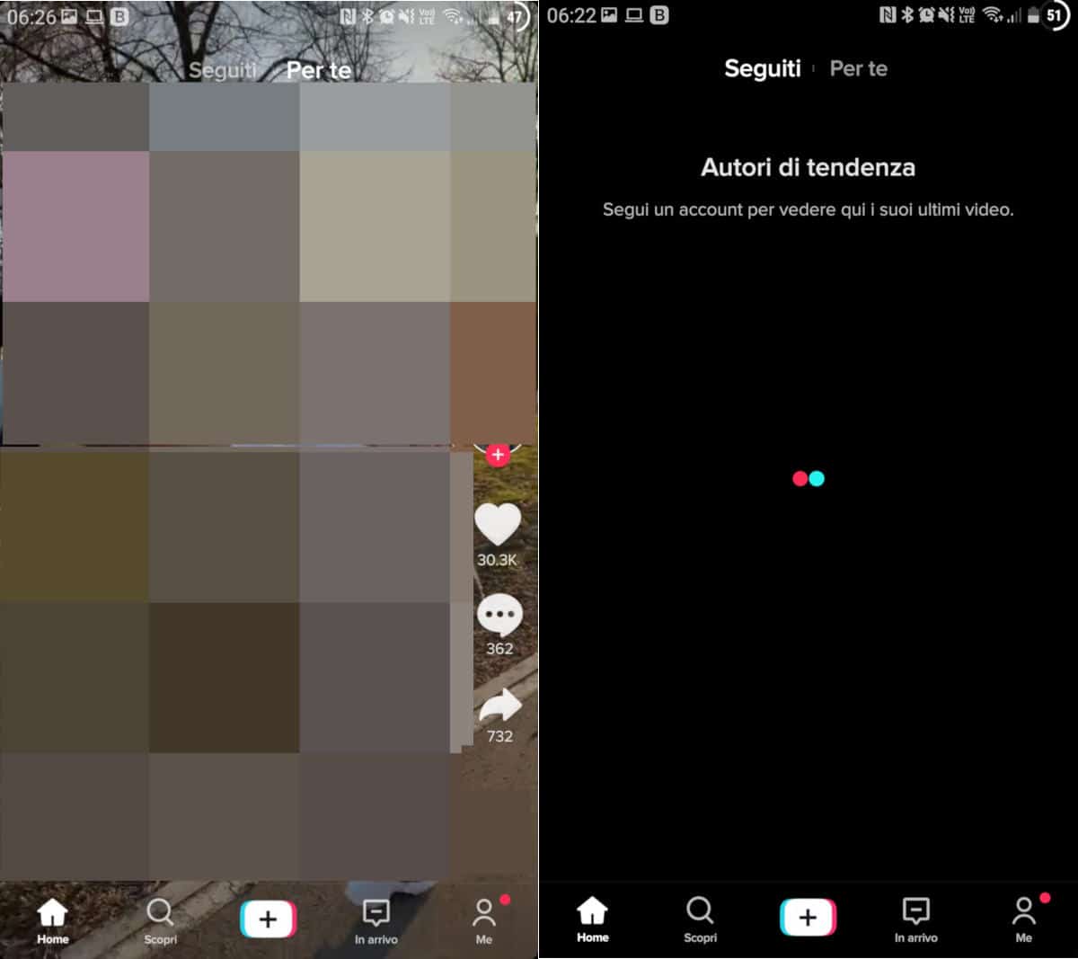 come usare TikTok sezione Seguiti e Per te