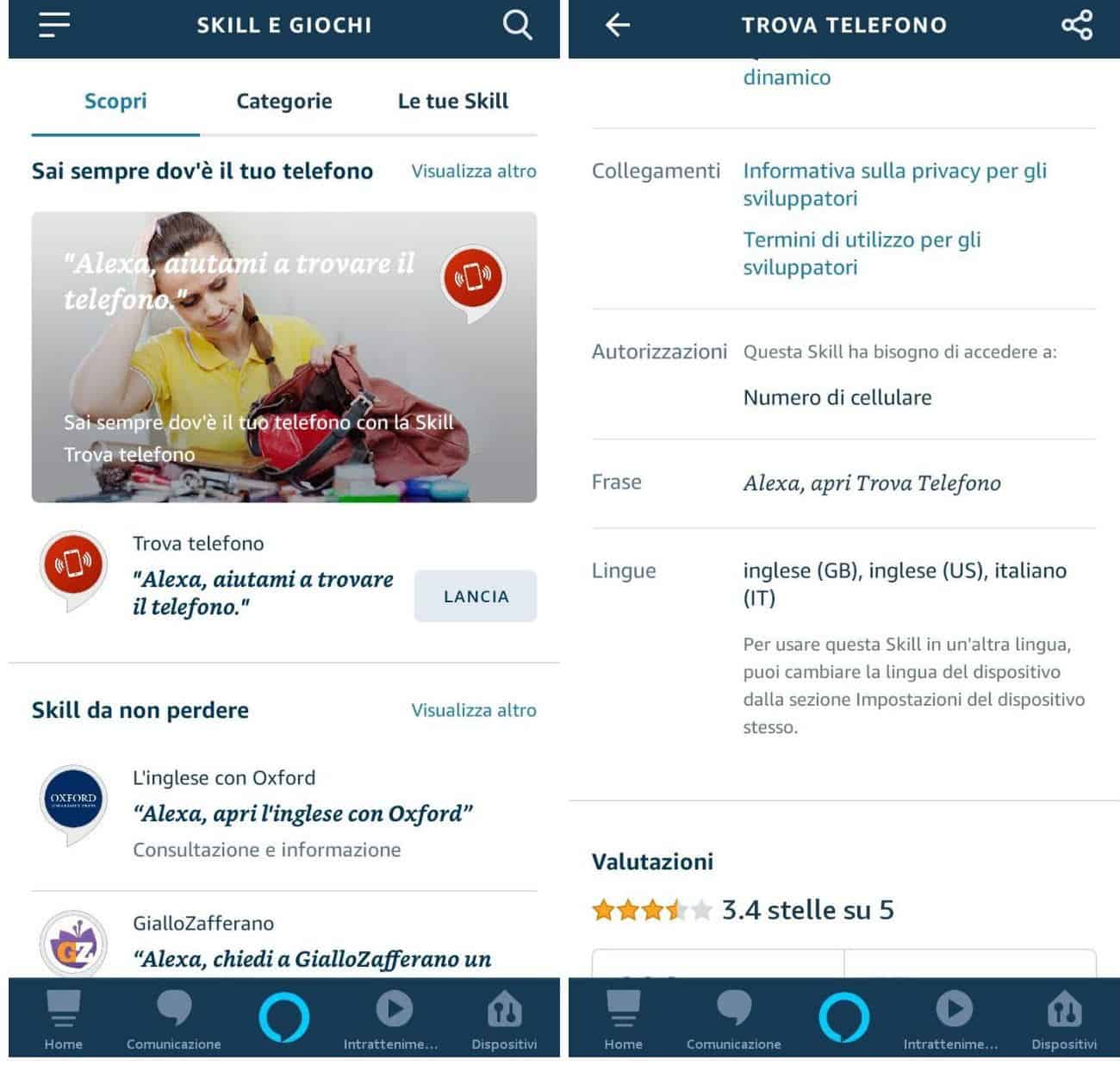 come cambiare lingua ad Alexa skill