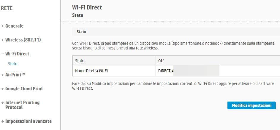 come collegare una stampante Wi-Fi tramite Wi-Fi Direct