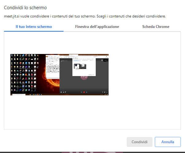 come usare Jitsi Meet condivisione desktop