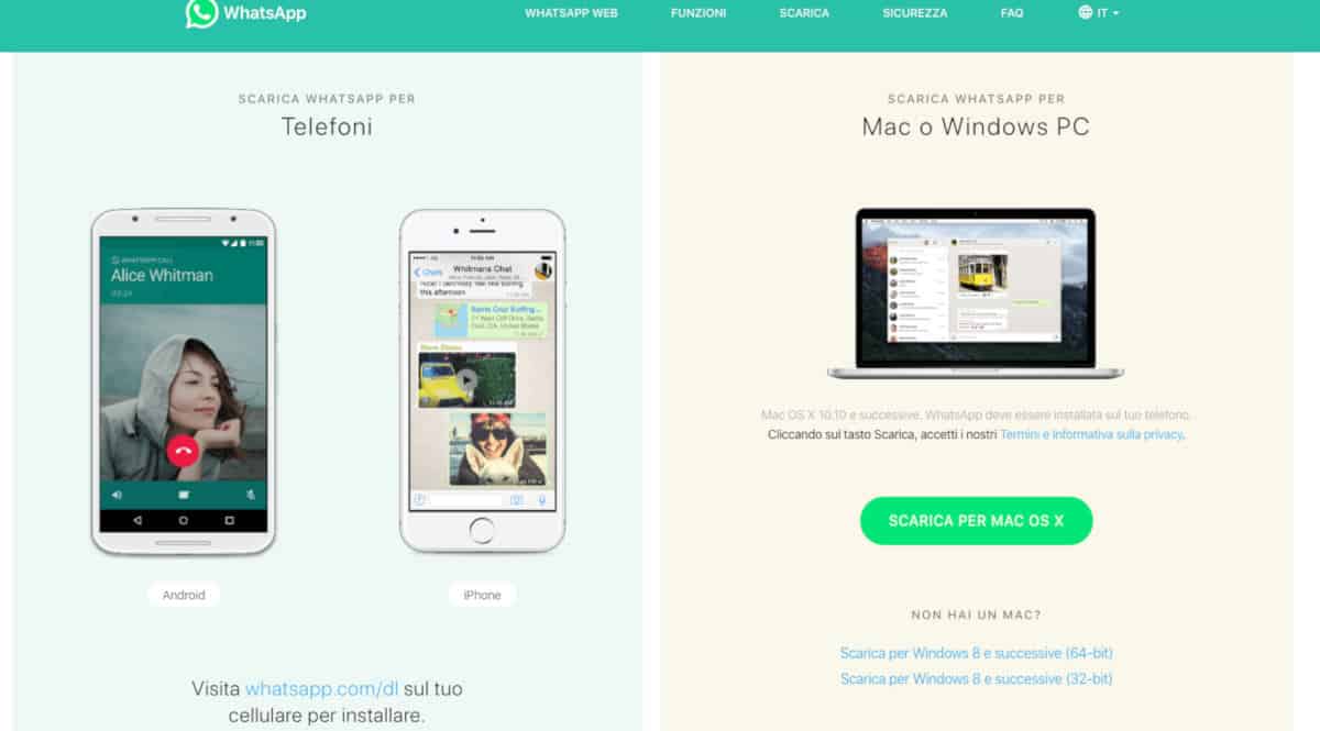 come usare WhatsApp Web e WhatsApp Desktop scaricamento app