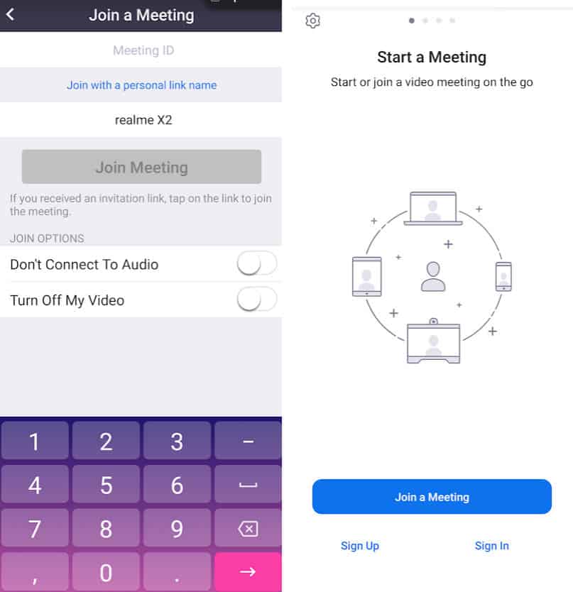come usare Zoom Meeting collegamento riunione app iOS e Android