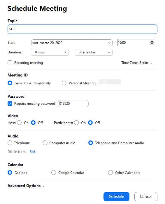 come usare Zoom Meeting host di una riunione