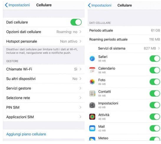 consumo di WhatsApp utilizzo dati iOS