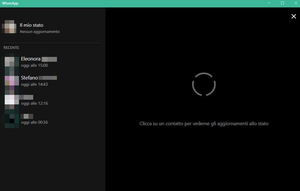 come mettere un video nello stato di WhatsApp visualizzazione PC