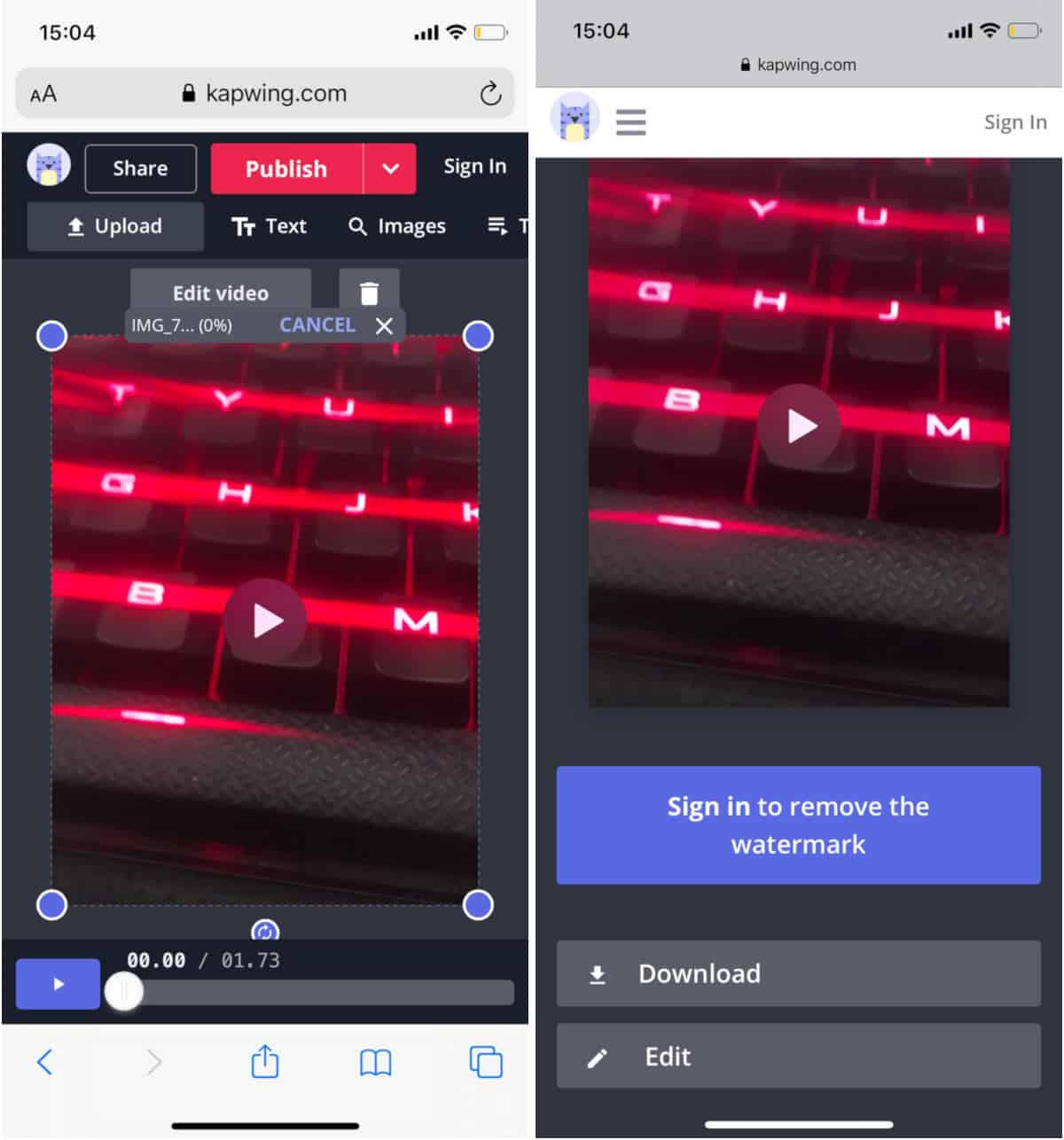 come mettere una foto live su Instagram Kapwing