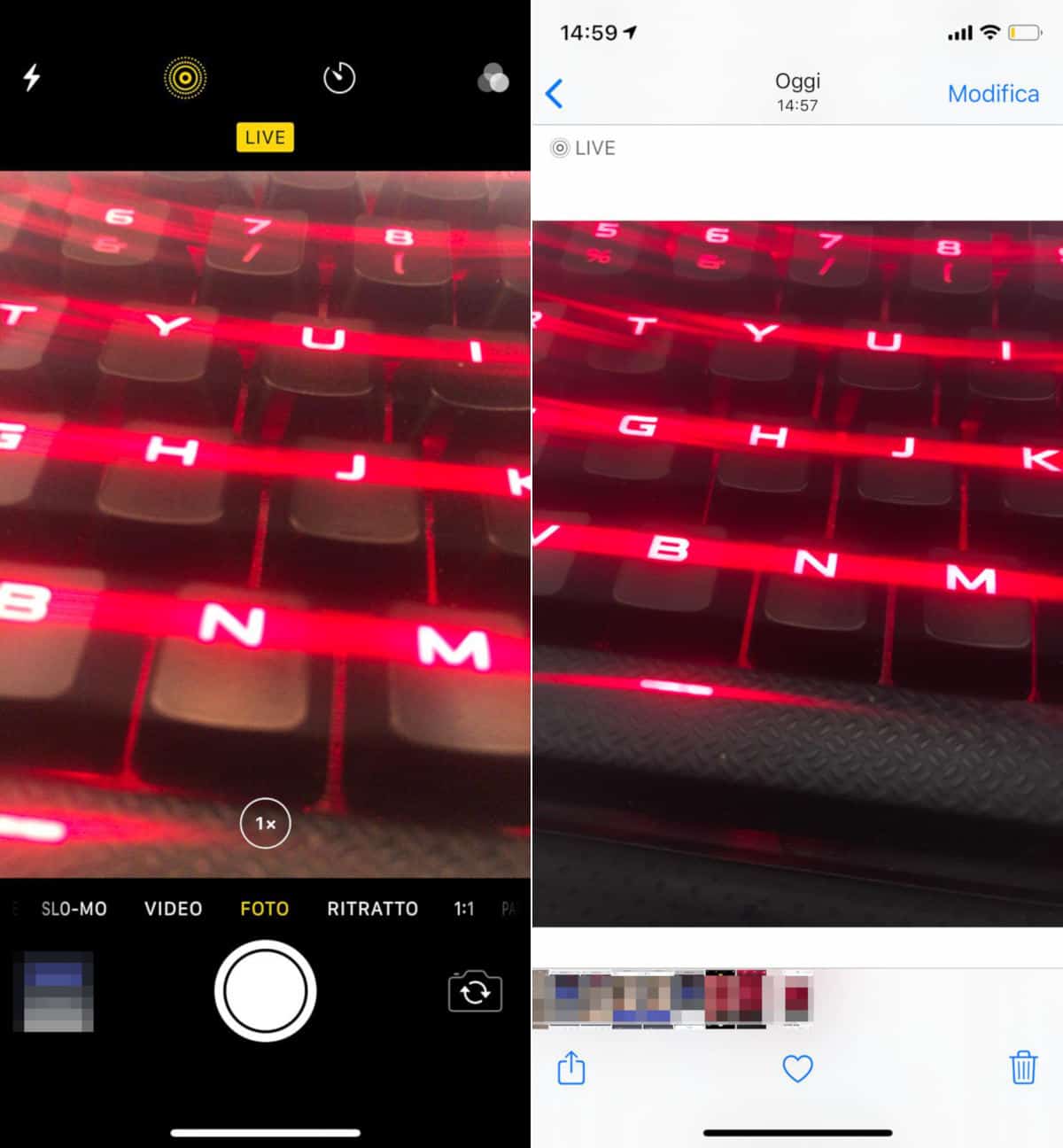 come mettere una foto live su Instagram app Fotocamera iOS