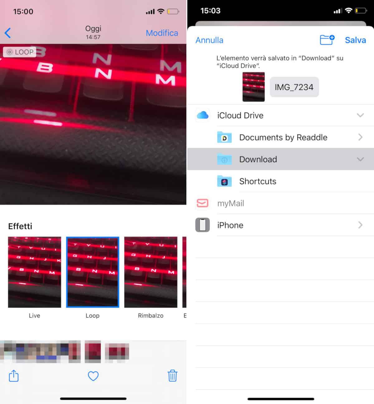 come mettere una foto live su Instagram effetto Loop