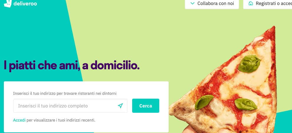 come ordinare cibo online Deliveroo