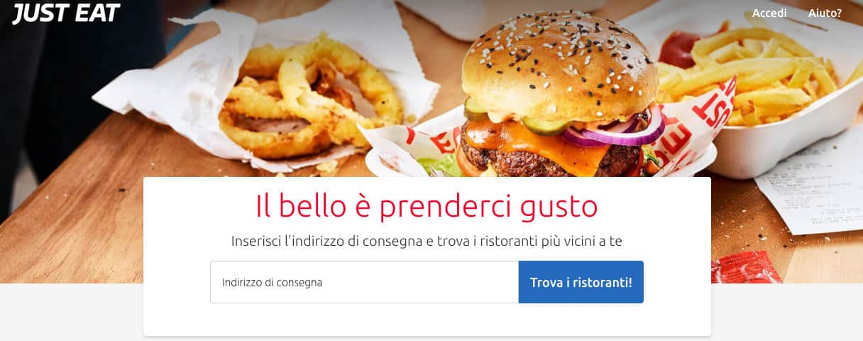 come ordinare cibo online Just Eat