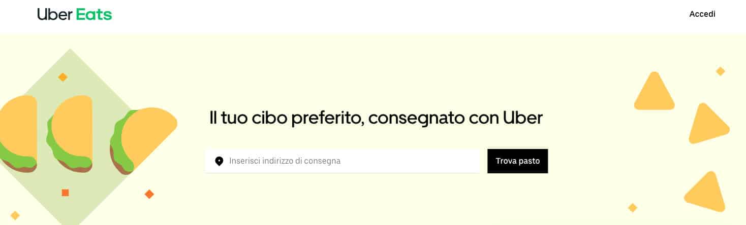 come ordinare cibo online Uber Eats