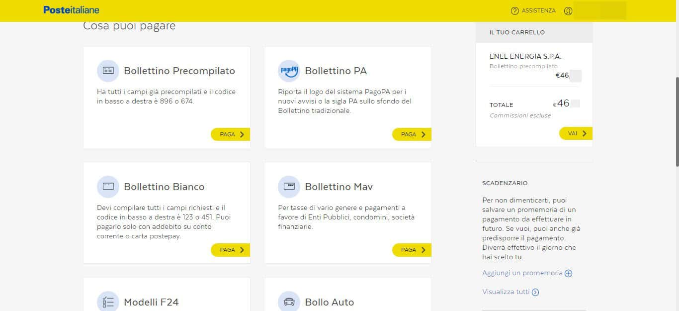 come pagare le bollette online sito web Poste Italiane