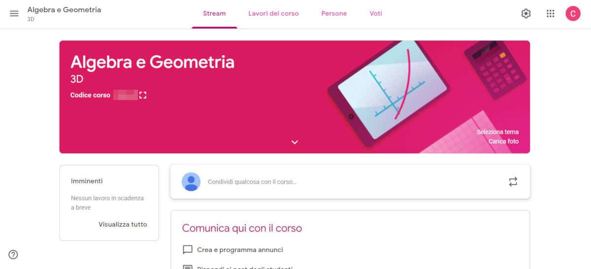 come usare Google Classroom pagina dedicata al corso