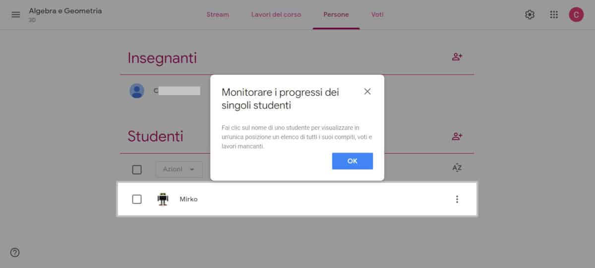 come usare Google Classroom sezione Persone