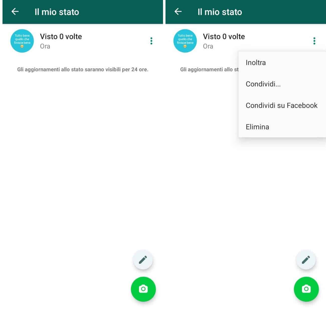 come cambiare lo stato su WhatsApp Android