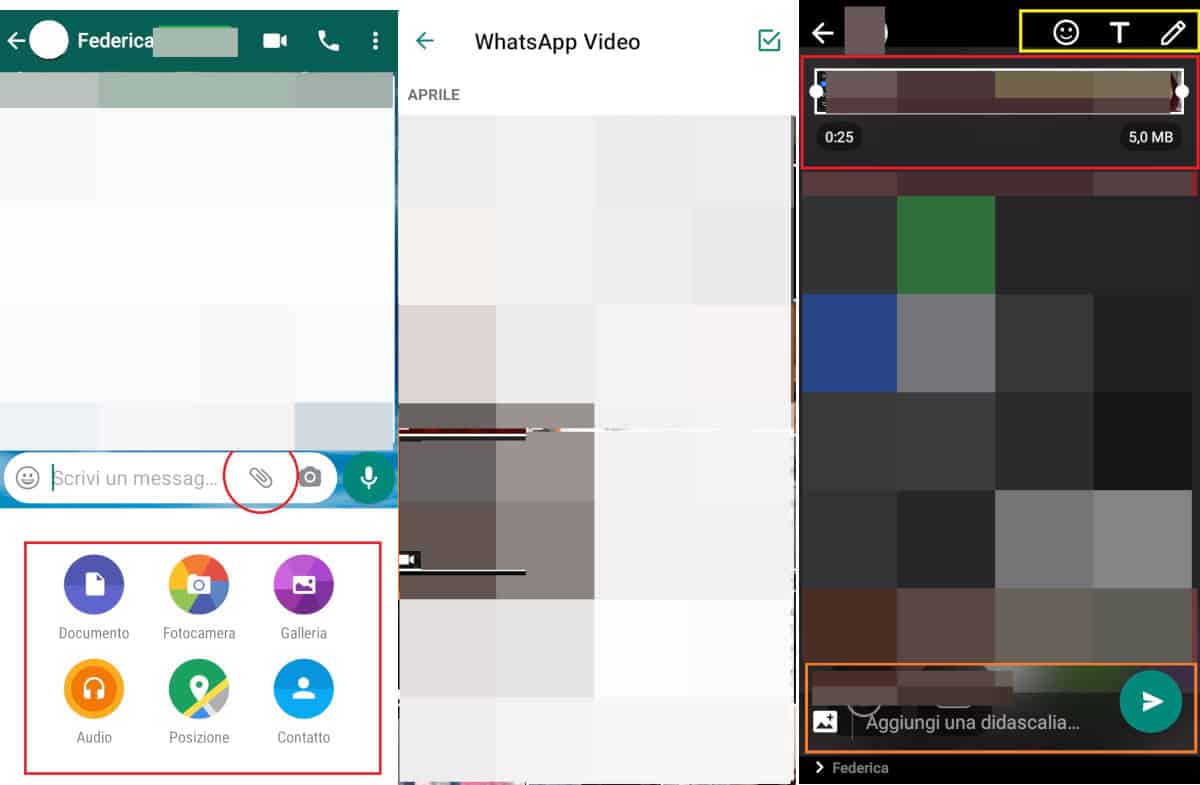 come iniziare una conversazione su WhatsApp condivisione video