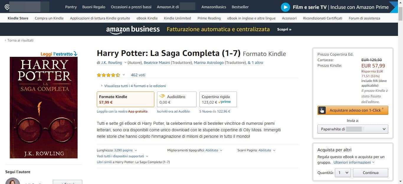come leggere eBook esempio acquisto su Amazon