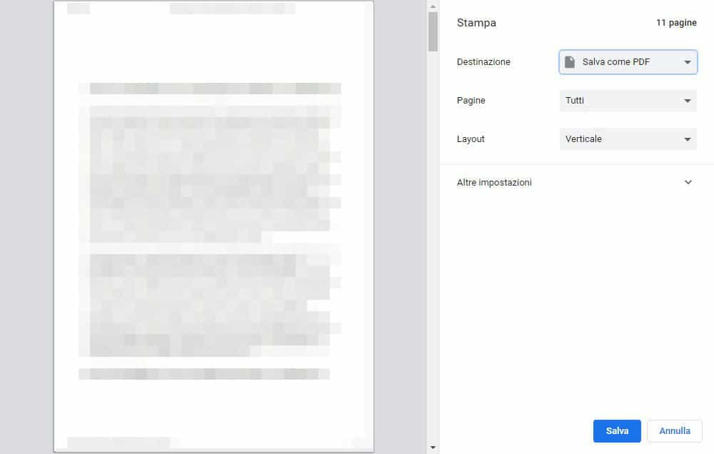 come stampare un file PDF virtualmente Chrome