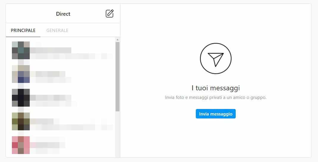 iniziare conversazione Instagram invio Direct PC
