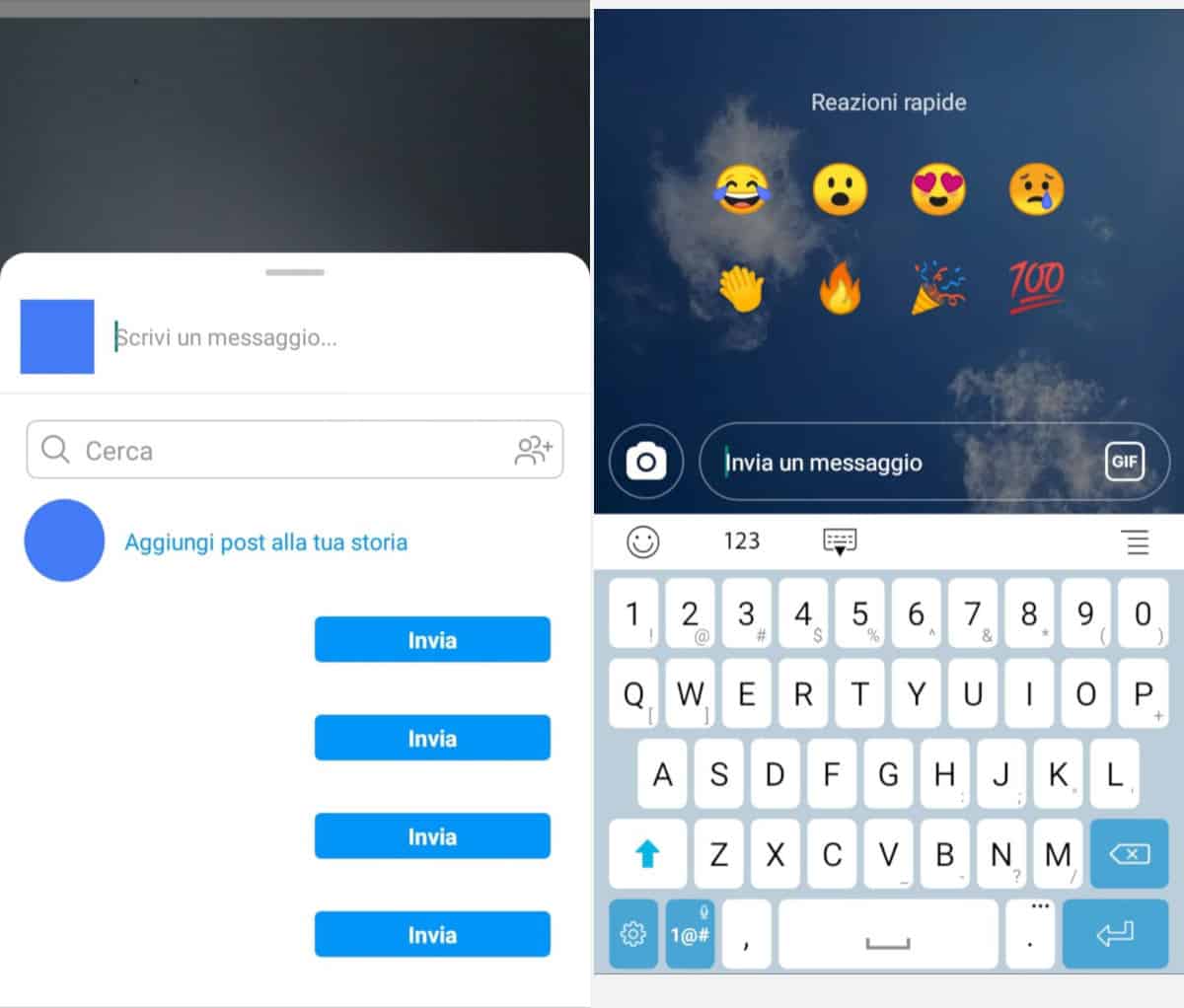 iniziare conversazione Instagram invio post nei Direct