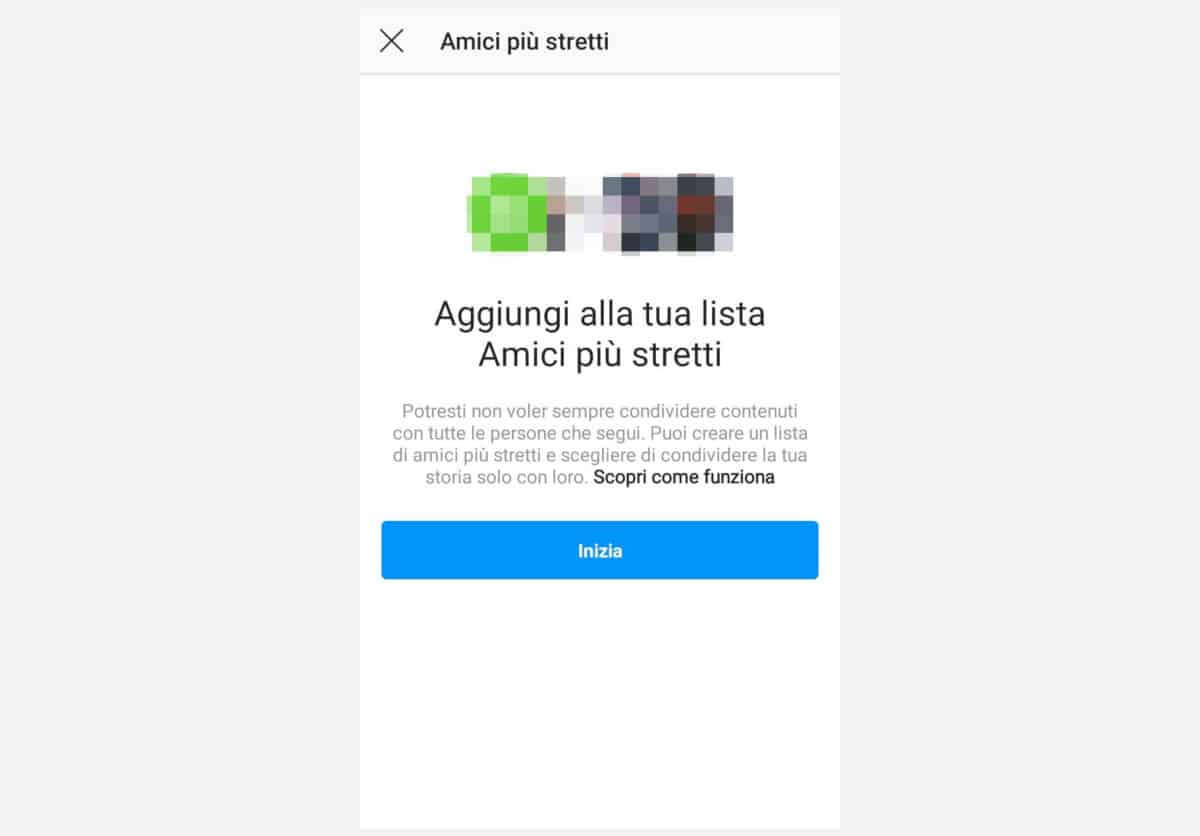 nascondere i post su Instagram amici più stretti