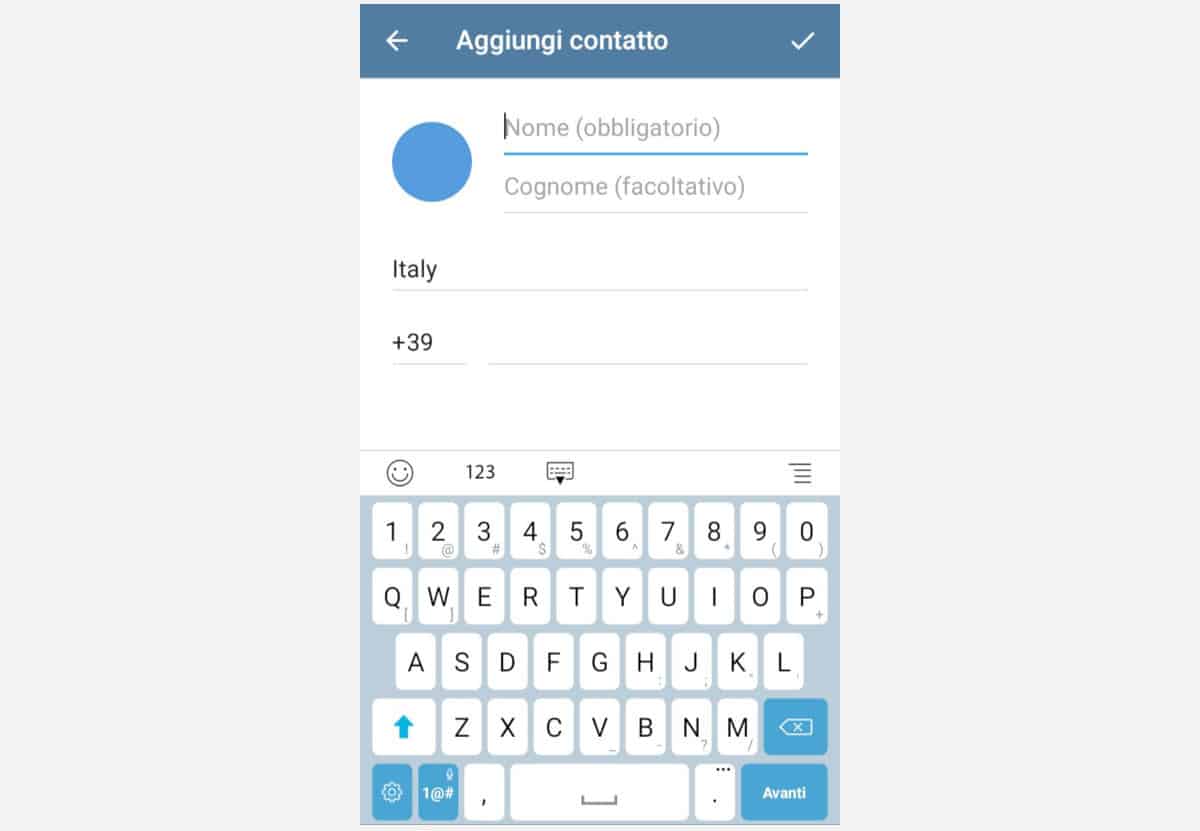 cercare su Telegram registrazione contatto