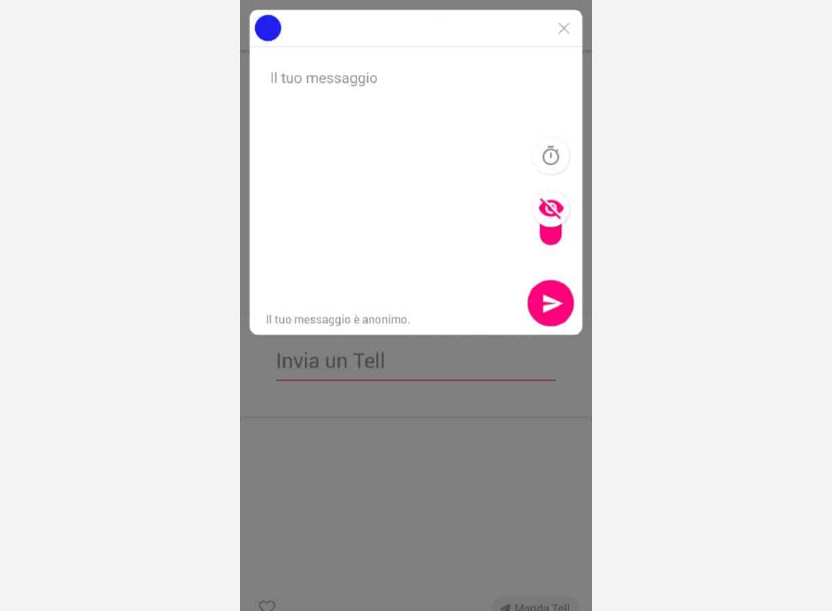 chi scrive su Tellonym esempio messaggio anonimo