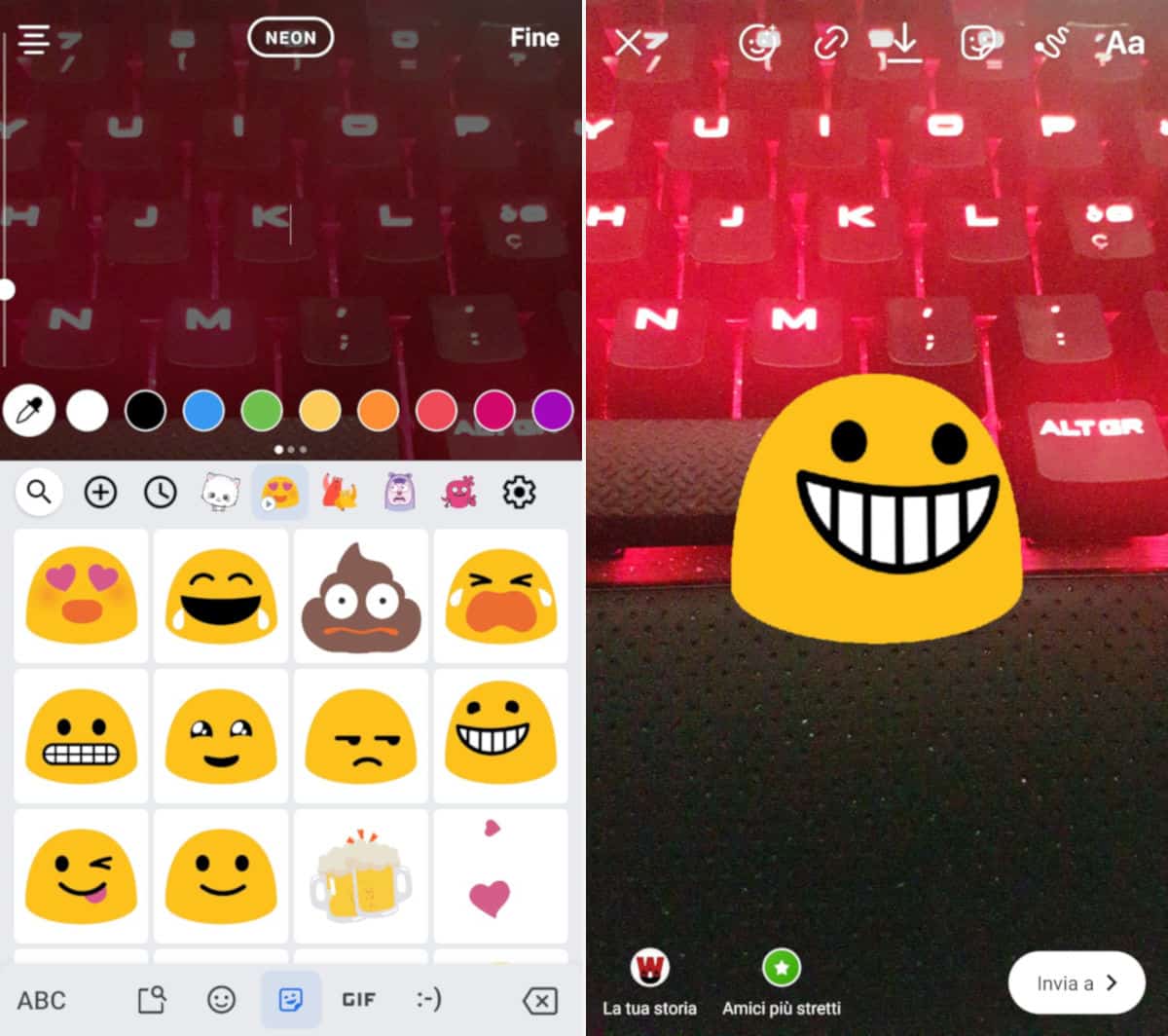 idee storie Instagram faccine tastiera Gboard
