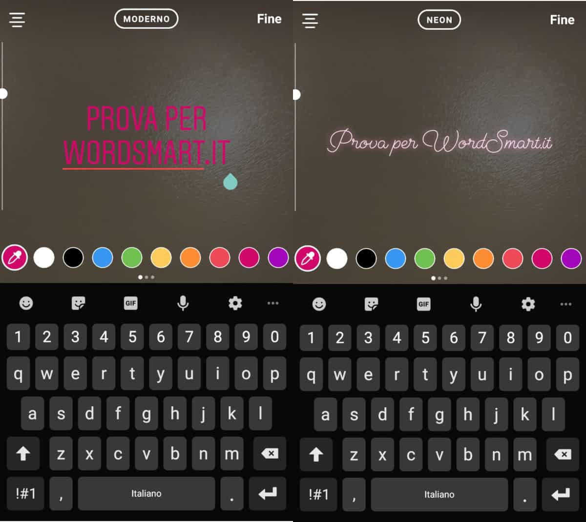 idee storie Instagram font