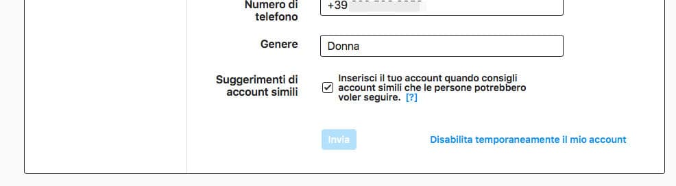 suggeriti Instagram opzione Suggerimenti di account simili