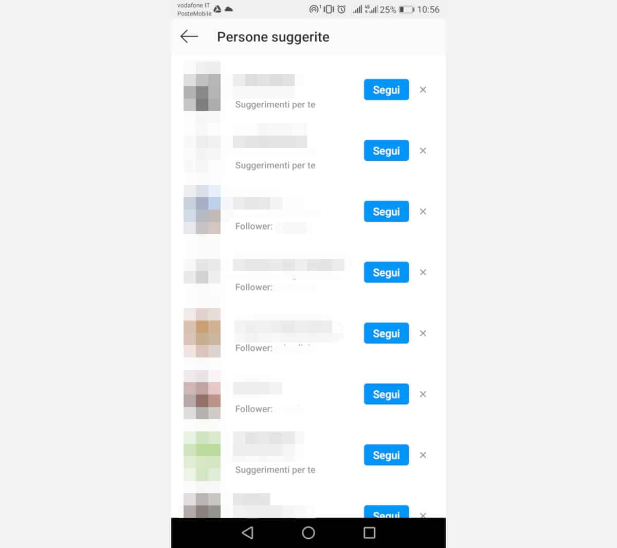 suggeriti Instagram sezione Persone suggerite