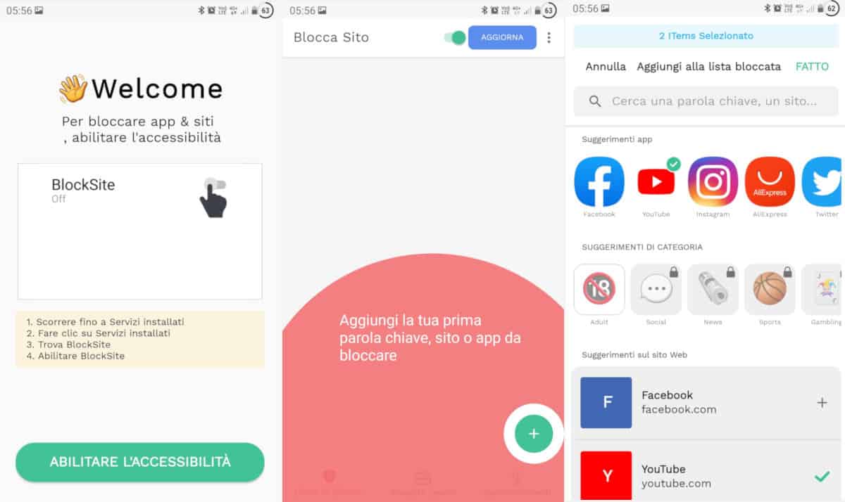 bloccare YouTube ai bambini app BlockSite Android