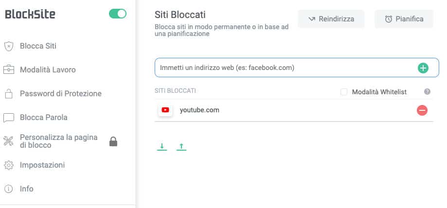 bloccare YouTube ai bambini estensione BlockSite Chrome