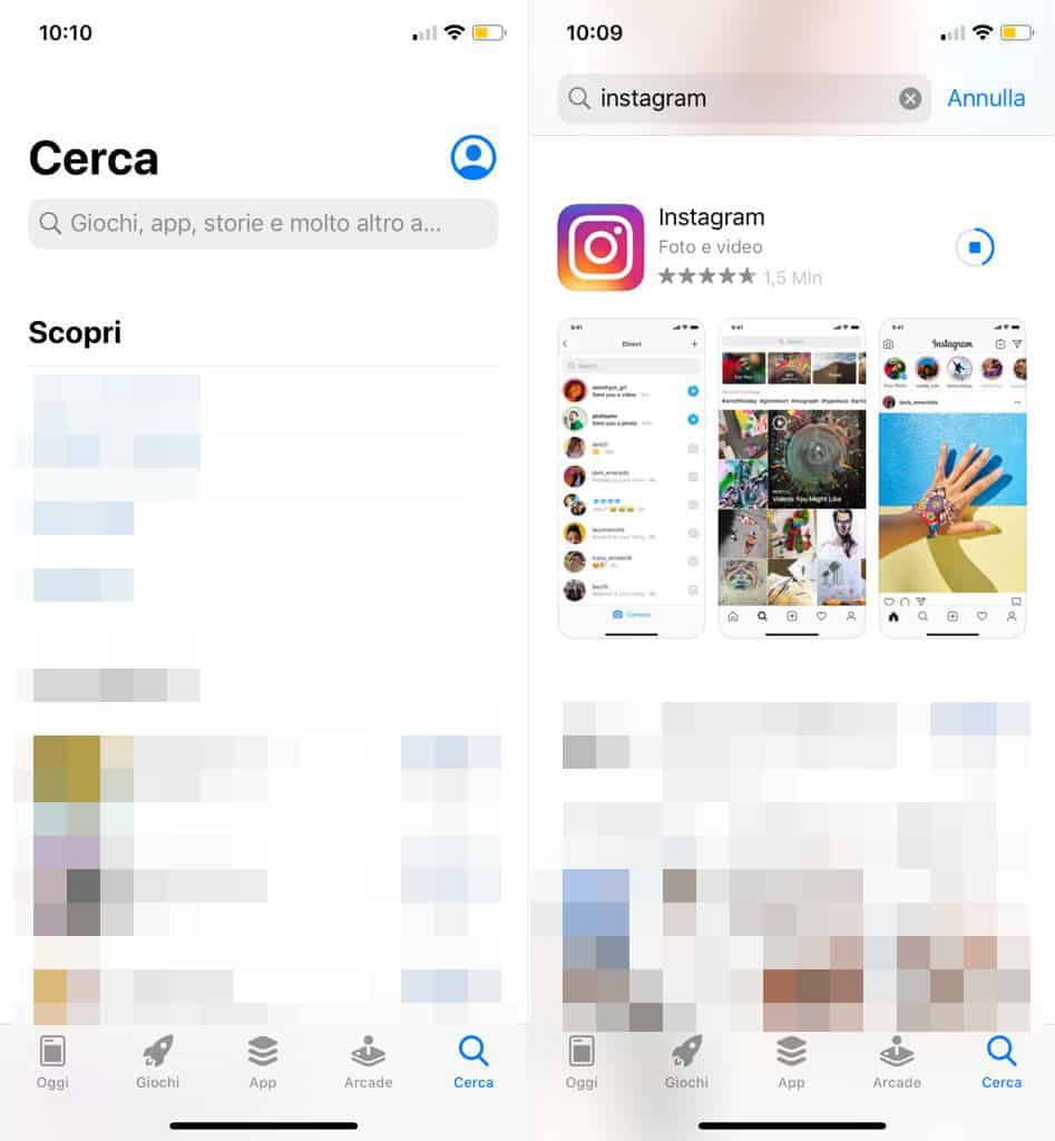 aggiornamento Instagram manuale da App Store iOS