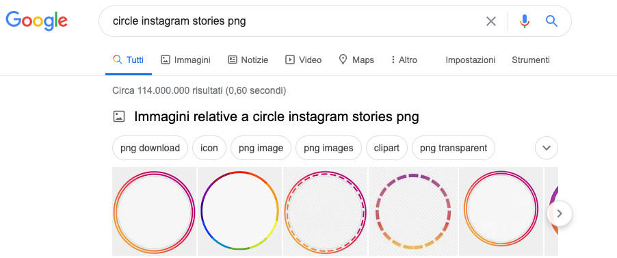 esempio ricerca doppio cerchio storie Instagram
