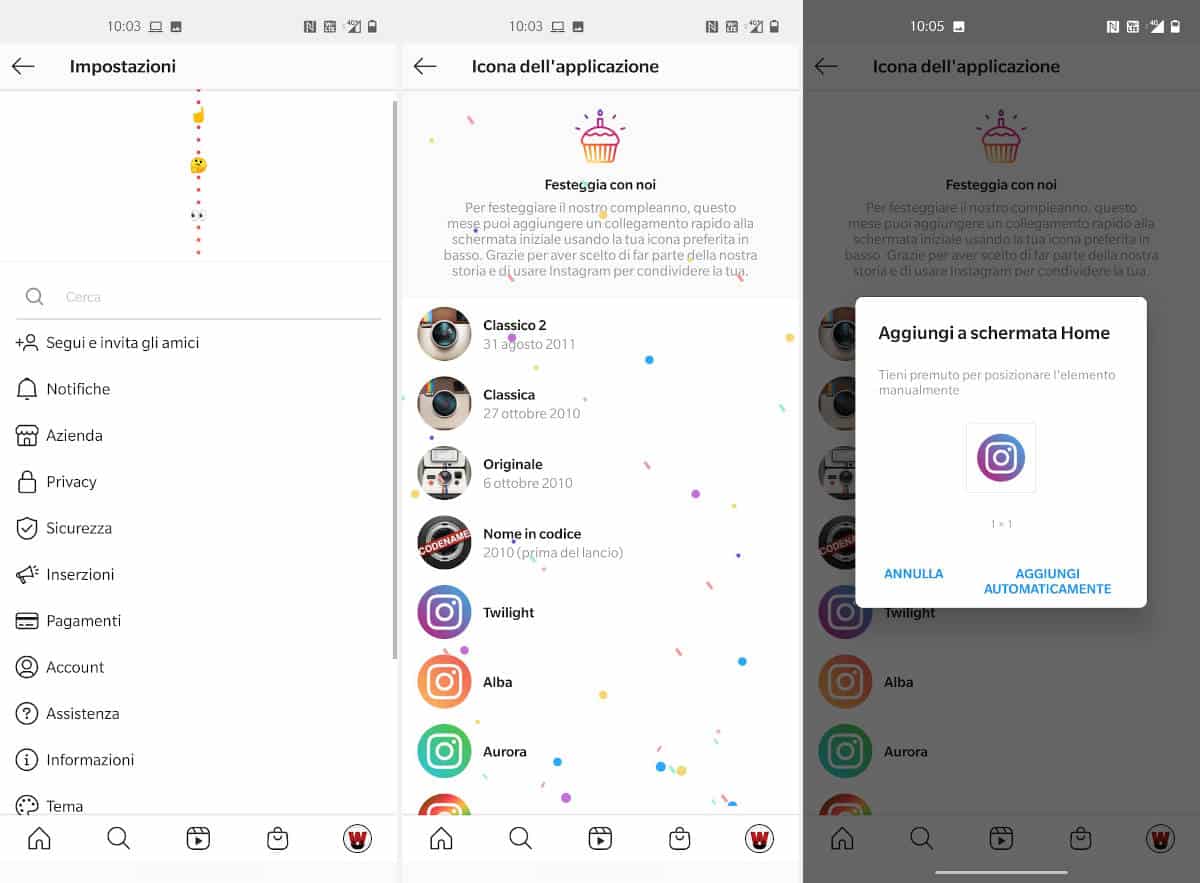 modifica icona Instagram Android