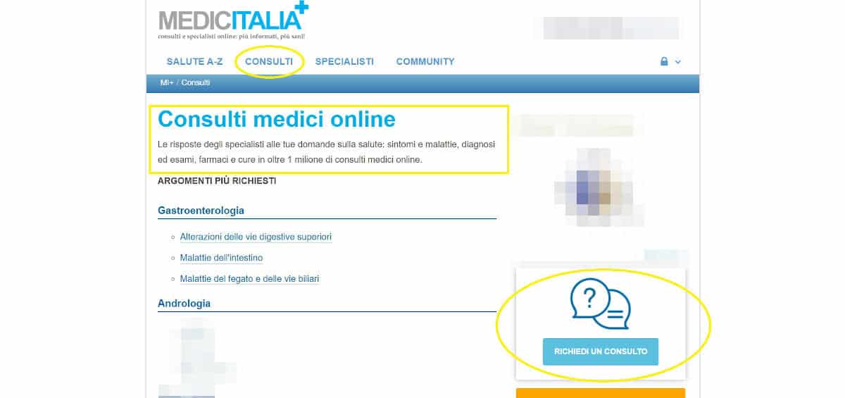 esempio consulto portale Medicitalia